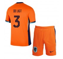 Holandia Matthijs de Ligt #3 Koszulka Podstawowa dzieci ME 2024 Krótki Rękaw (+ krótkie spodenki)